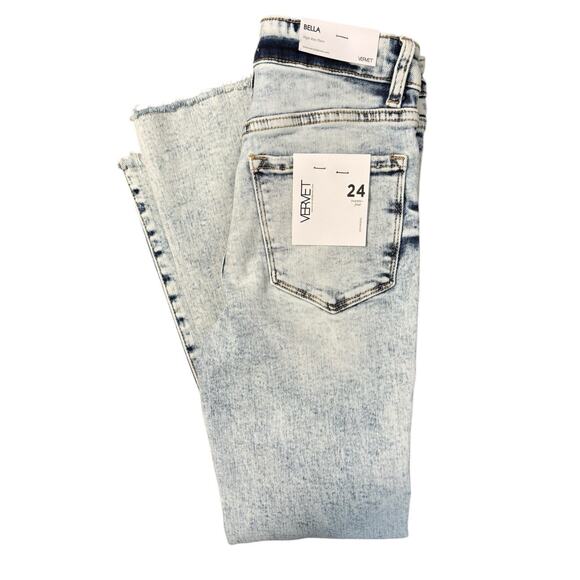 NWT Vervet Bella High Rise Flare Denim White Washed Jeans Size 24 - Picture 2 of 5